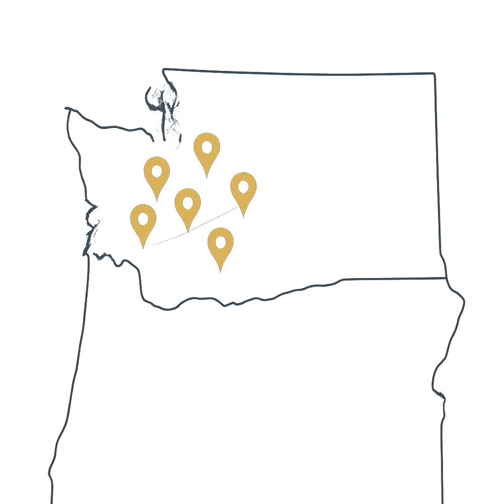 Map of Royal Gutters service area across Oregon and Washington